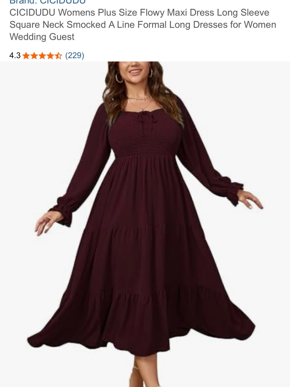 Plus Size Long Sleeve Maxi Dress in Red Size 2XL